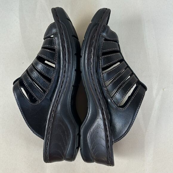 Josef Seibel Black Leather Strap Slip On Mules Hook and Loop Fastener SZ 5-5.5 - Picture 6 of 10